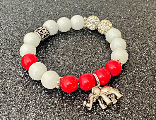 White Jade Delta Themed Bracelet