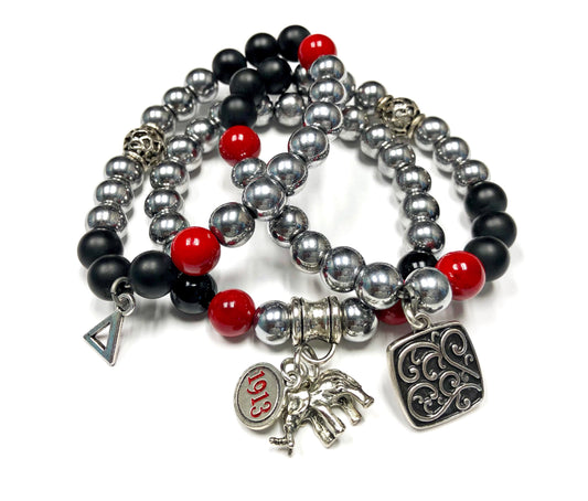 Delta Themed Bracelet Set- Hematite